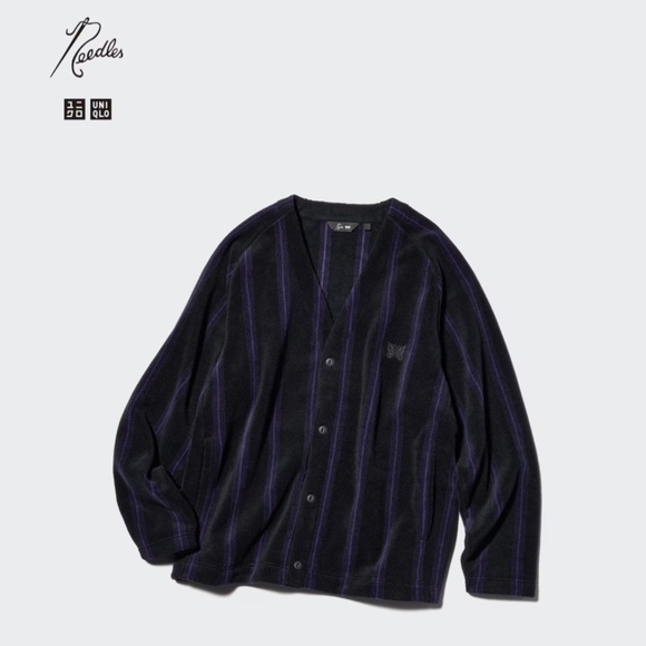UNIQLO and NEEDLES. NEW FW25 Oversized Purple Striped Cardigan. - Picture 2 of 7